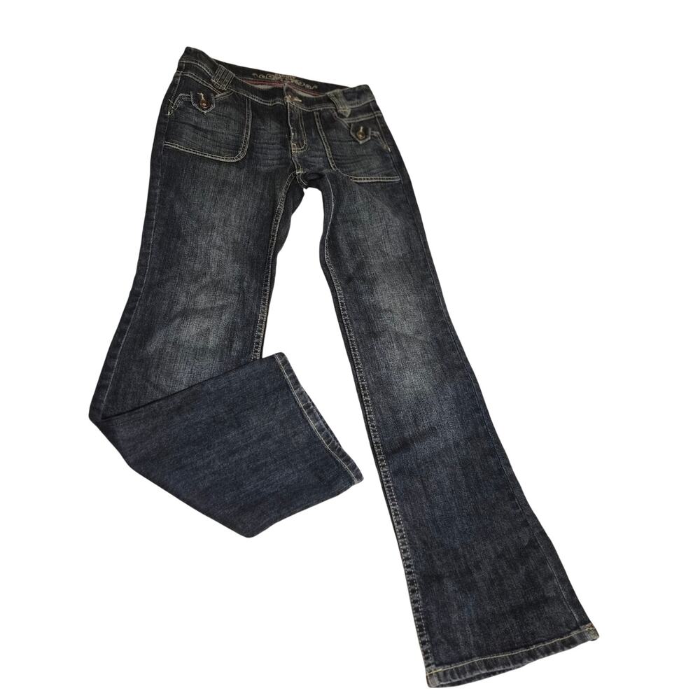 Esprit Y2K Vintage Low Rise Bootcut Jeans Dark Wash Patch Pocket Denim Sz 6